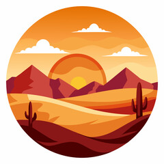 Vector, Sunset in the Dessert