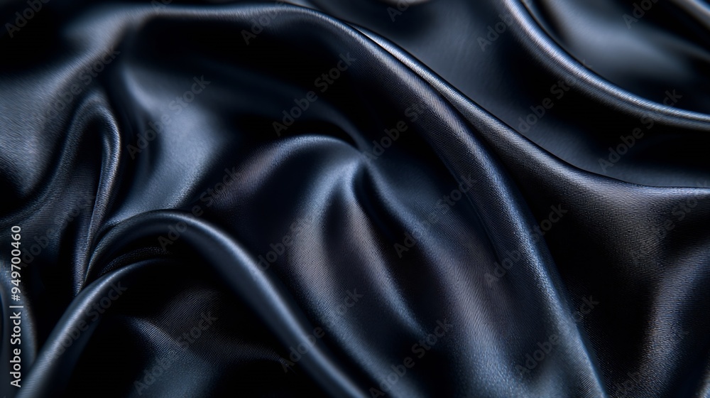 Leinwandbilder black gray satin dark fabric texture luxurious shiny that is abstract silk cloth panorama background