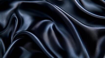 Obraz premium Black gray satin dark fabric texture luxurious shiny that is abstract silk cloth panorama background with patterns soft waves blur beautiful : Generative AI