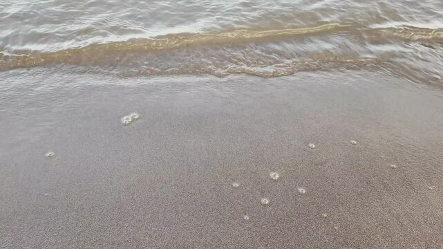 waves on the river bank