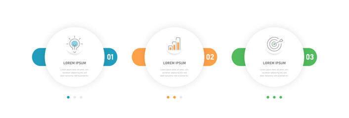 A three-stage scheme reflecting the achievement of the process. Infographics for business presentations consisting of stages, options, moves