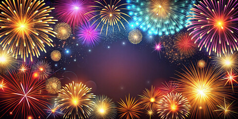 Fototapeta premium Abstract Firework Background with Free Space