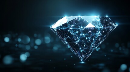 Glowing Diamond in Abstract Polygonal Form