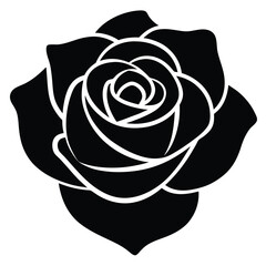 Rose Flower Silhouette Vector illustration on white transparent background