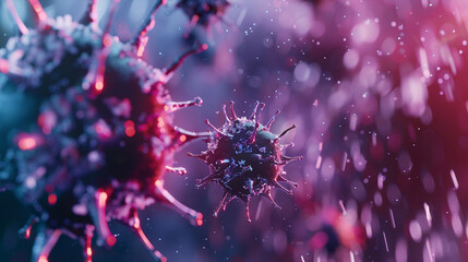 microscopic shot of different types of microbes Virus cells and bacteria background