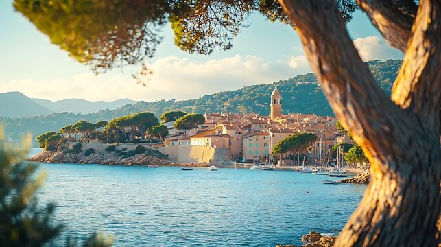 View of the city of SaintTropez Provence Cote dAzur a popular travel destination in Europe : Generative AI