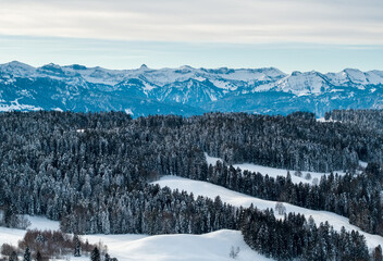 Landscape in winter in the german alps in allgäu
