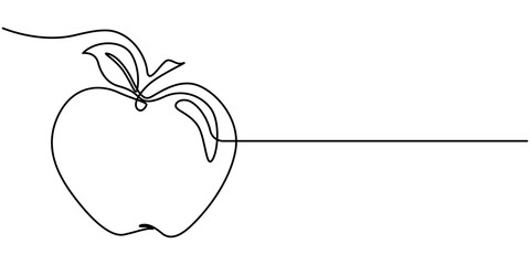 Apple continuous one line drawing, single line art element, minimalist sketch line vector illustration, autum and thanksgiving concept, Continuous Line Drawing Of A On An Apple Transparent background
