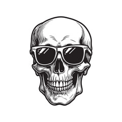 Fototapeta premium Skull with Sunglasses, Spooky Handdrawn Graphic Design