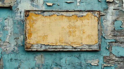 Naklejka premium blank advertising poster glued to the weathered wall copy space in pasted billboard on peeling plaster : Generative AI