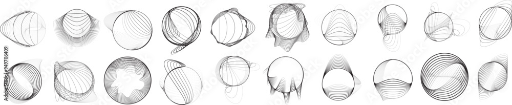 Poster abstract oval lines background with geometric circles . vector rotating ellipse line design . poster