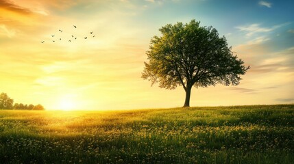 Fototapeta premium Solitary Tree at Sunset