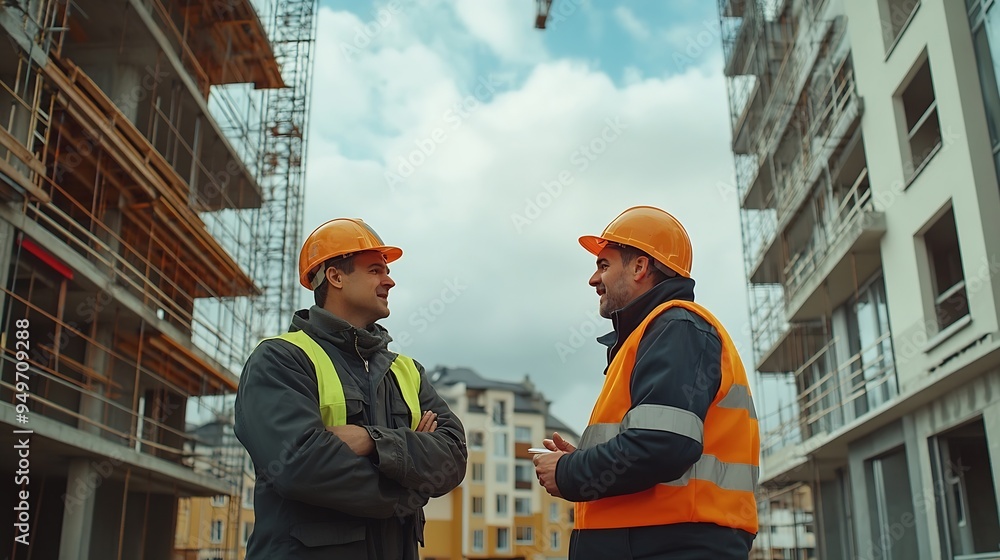 Poster engineers team are discussing while inspecting at construction site : Generative AI