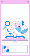 Character reading quietly vector concept operation hand drawn illustration
