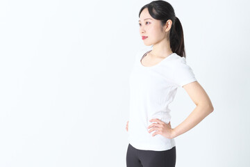 ストレッチをしている女性