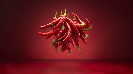 Obraz premium Bunch of Bright Red Chili Peppers on a Vibrant Background.
