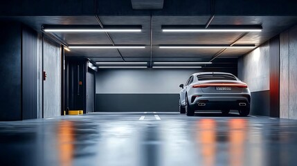 Private parking place interior Residential garage indoor with lift Nobody : Generative AI