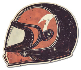 Fototapeta premium PNG Vintage motorcycle helmet illustration