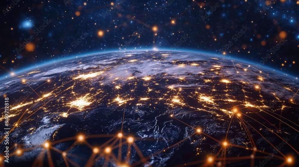 Poster visual concept of global network connections with a focus on big data and internet communication