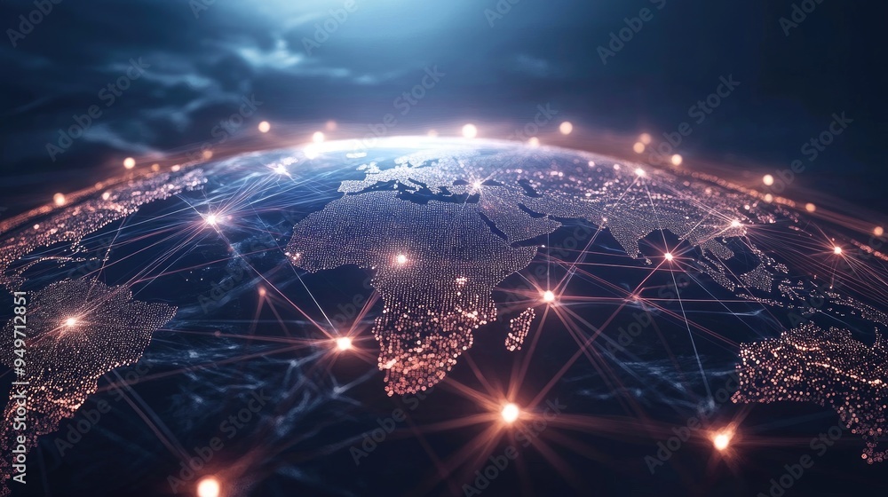 Poster visual concept of global network connections with a focus on big data and internet communication