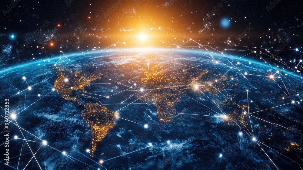 Poster visual concept of global network connections with a focus on big data and internet communication