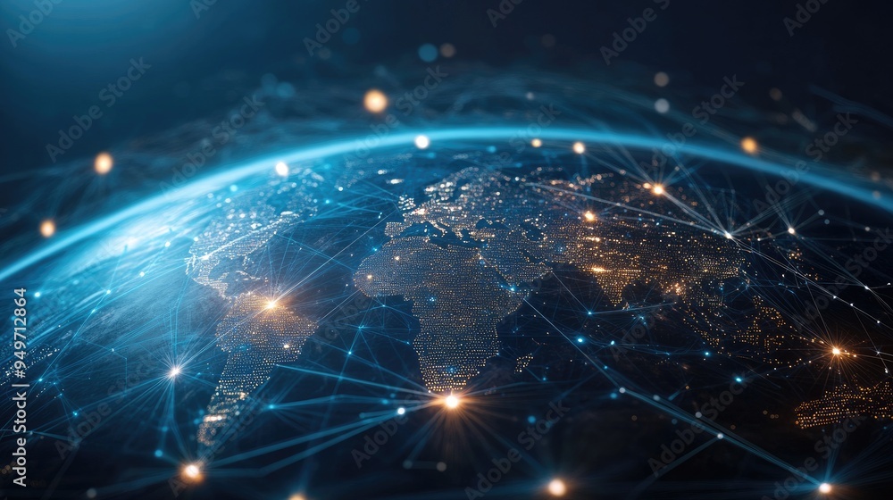 Poster visual concept of global network connections with a focus on big data and internet communication