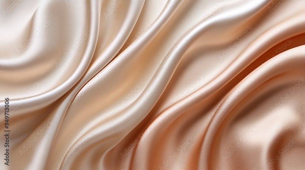 Leinwandbilder processed collage of smooth elegant wavy beige light brown satin silk cloth fabric texture backgroun