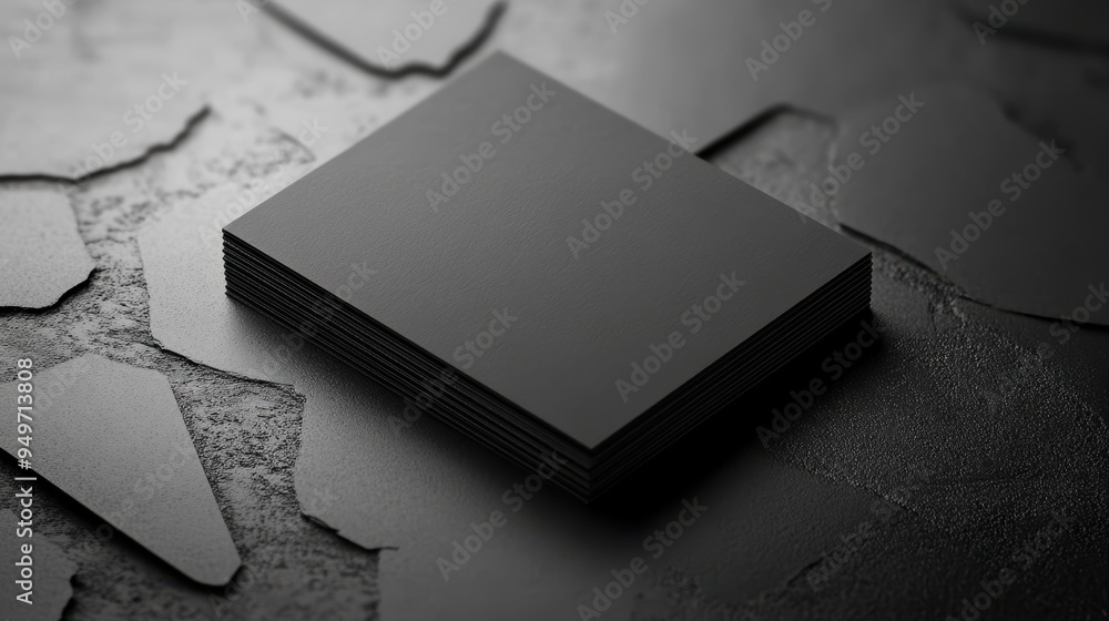Poster striking branding business card mockup on black soundproof foam background with shadows for design |