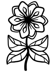 Flower with leaves, abstract stylized decorative design element