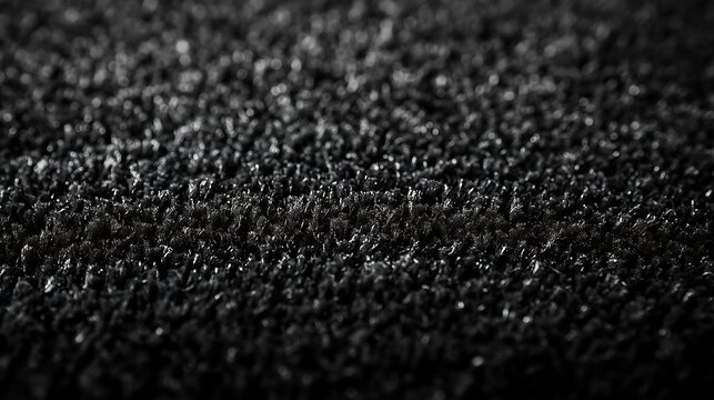 close up view of monochrome dark black carpet texture background for interior indoor decoration top view of dark grey fluffy carpet for modern style decoration terry cloth texture : Generative AI