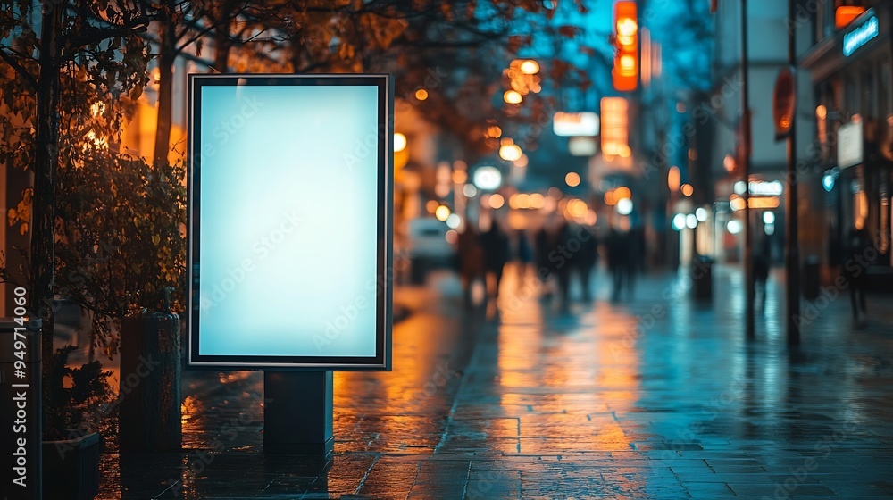 Poster lightbox billboard on tourist walking street blank white poster and ad space digital outdoor display