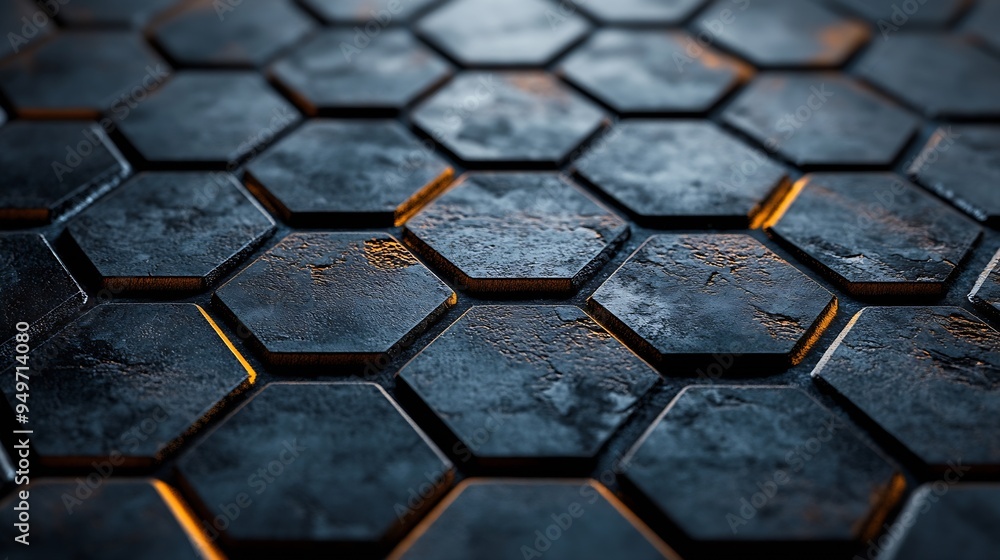 Aufkleber abstract hexagon flooring tiles texture background : generative ai