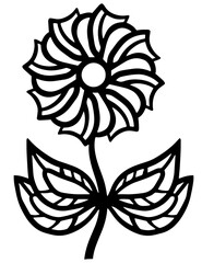 Flower with leaves, abstract stylized decorative design element