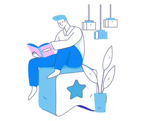 Character reading quietly vector concept operation hand drawn illustration
