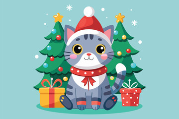 best Christmas cat vector design