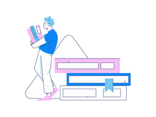 Character reading quietly vector concept operation hand drawn illustration
