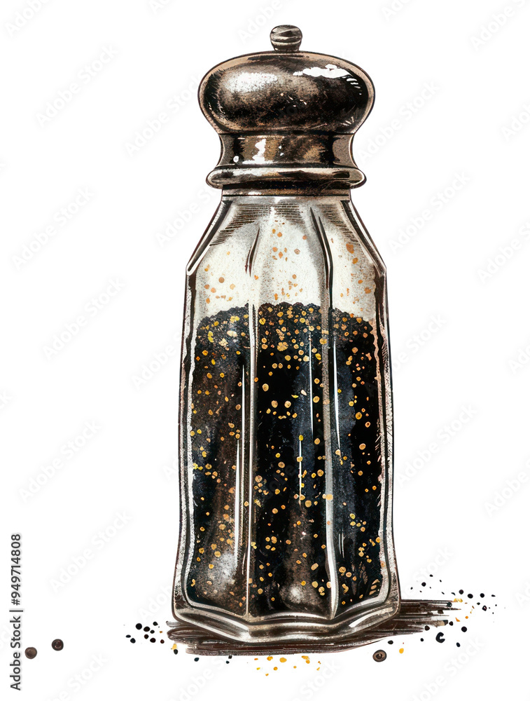 Poster PNG Vintage pepper shaker illustration