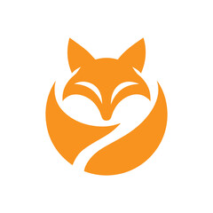 modern and simple orange fox logo icon 