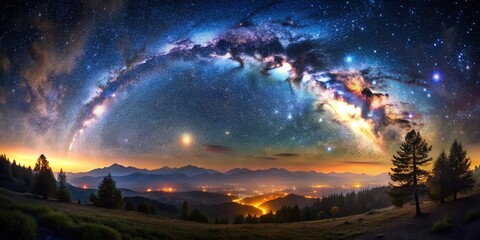 Obraz premium mystical panoramic starry night celestial wonder