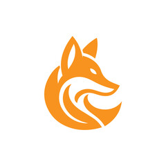 modern and simple orange fox logo icon 