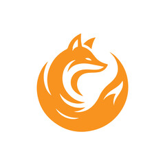 Fototapeta premium modern and simple orange fox logo icon 