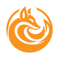 Fototapeta premium modern and simple orange fox logo icon 