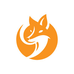 Obraz premium modern and simple orange fox logo icon 