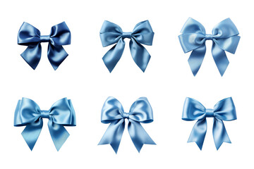 Blue Bow Collection Bundle Set Isolated on a Transparent Background