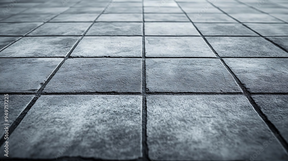 Aufkleber Business concept  empty stone floor top in perspective grey tile floor background in perspective view grid line texture For decoration in bathroom kitchen and laundry room empty or cop : Generative AI