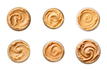 Fototapeta premium Peanut Butter Top View Collection Bundle Set Isolated on a Transparent Background