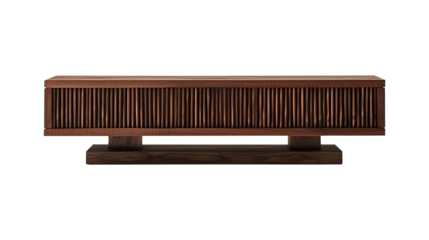 Modern wood tv stand isolated on transparent background remove png, clipping path