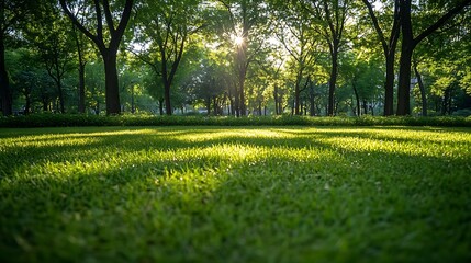 Obraz premium Leisure Square Park in the city vast clean square and grassy woods : Generative AI