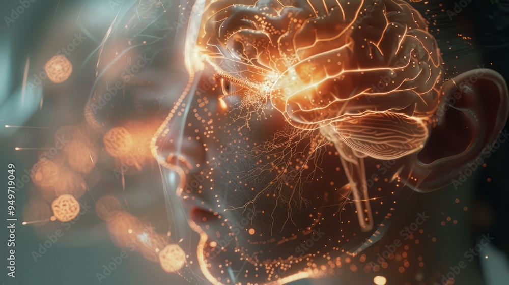 Aufkleber human brain, neural, abstract. abstract image of a human brain, showing the complexities of thought 
