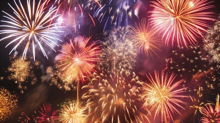 pyrotechnics and fireworks new year background